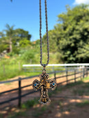 Pingente Cruz Max três tambores /com corrente