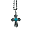 Pingente pedra cruz (prata) com corrente