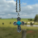 Pingente pedra cruz (prata) com corrente